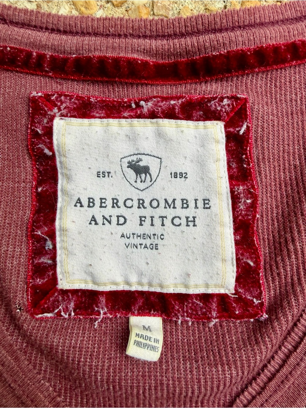 Vtg Y2K Abercrombie & Fitch Burgundy Plum Ribbed Top Size M - Picture 2 of 10
